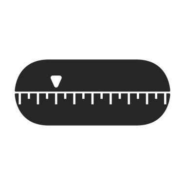 Mutfak kronometresi siyah ikonu. Beyaz arka planda vektör illüstrasyon fırın kronometresi. İzole edilmiş siyah çizim ikonu mutfak zamanlayıcısı.