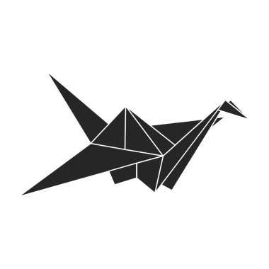 Origami vektör simgesi. Siyah vektör simgesi beyaz arkaplan origamisinde izole edildi.