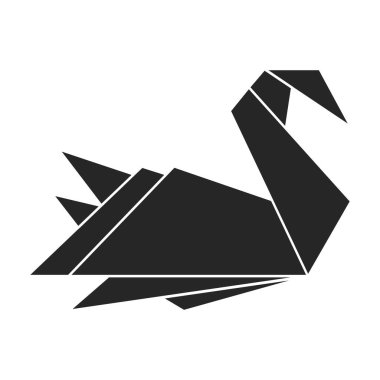 Origami vektör simgesi. Siyah vektör simgesi beyaz arkaplan origamisinde izole edildi.