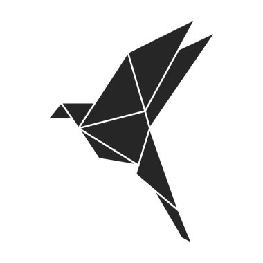 Origami vektör simgesi. Siyah vektör simgesi beyaz arkaplan origamisinde izole edildi.
