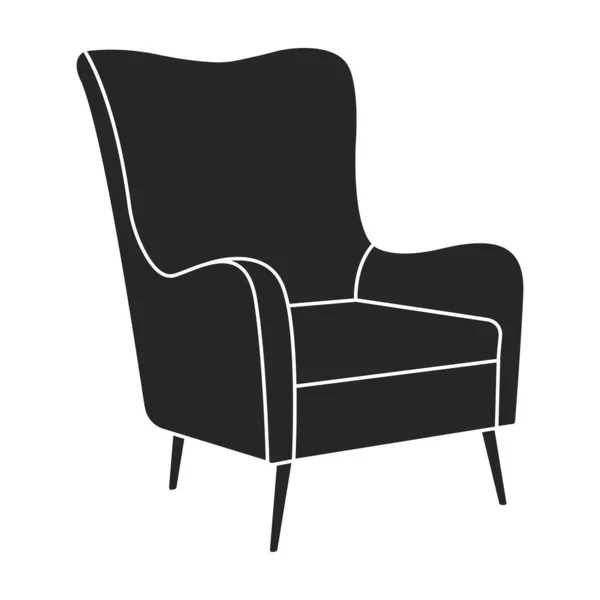 Accueil fauteuil vecteur icône noire. Illustration vectorielle chaise confortable sur fond blanc. Illustration isolée noir icône accueil fauteuil. — Image vectorielle