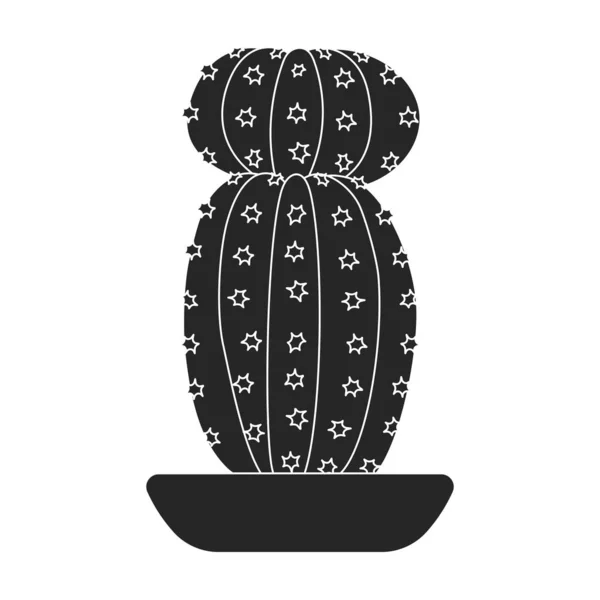 Zimmerpflanzen Kakteen Vektor schwarzes Symbol. Vector Illustration Kaktus auf weißem Hintergrund. Vereinzelte schwarze Illustration Ikone Zimmerpflanze Kakteen. — Stockvektor