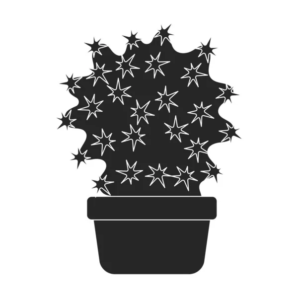 Zimmerpflanzen Kakteen Vektor schwarzes Symbol. Vector Illustration Kaktus auf weißem Hintergrund. Vereinzelte schwarze Illustration Ikone Zimmerpflanze Kakteen. — Stockvektor
