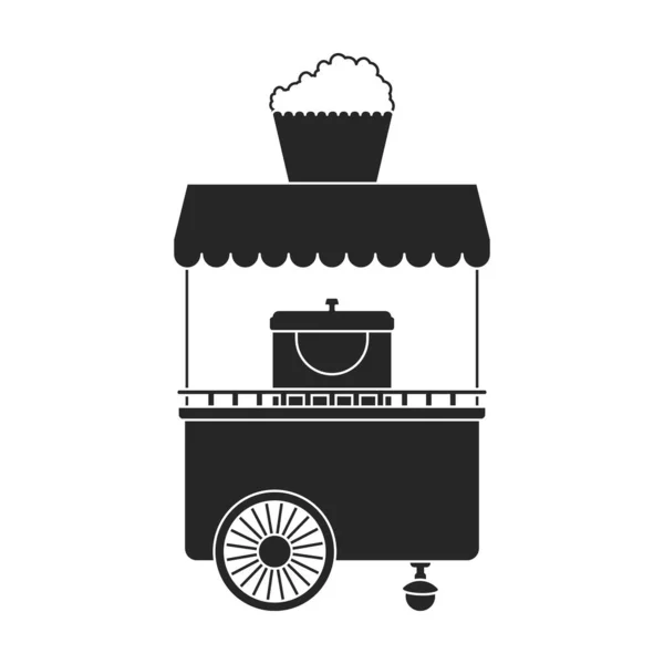 食品拖车图标.白色背景食品拖车上隔离的黑色矢量图标. — 图库矢量图片