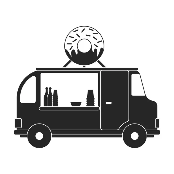 Vetor de reboque de comida icon.Black vetor ícone isolado em reboque de comida de fundo branco. — Vetor de Stock