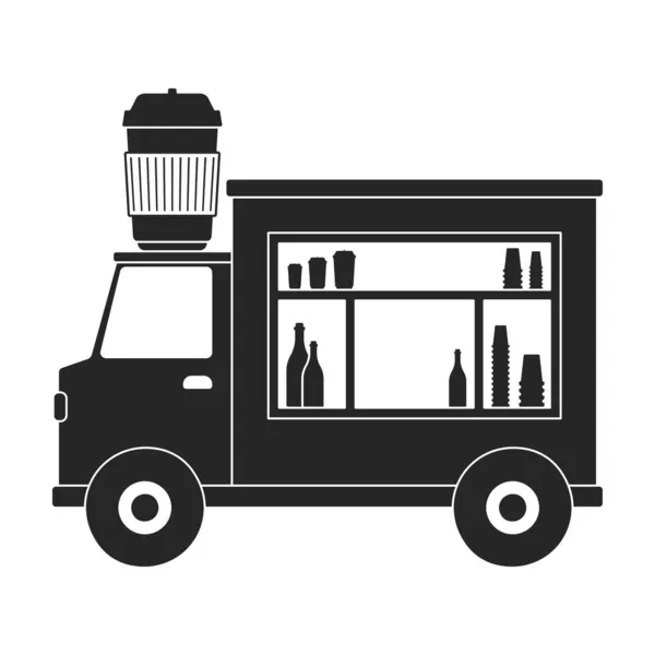 Food trailer vector icon.Black vector icon isolated on white background food trailer. — Stock Vector
