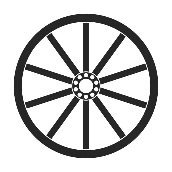 Деревянное колесо черного вектора икона. Черный вектор иллюстрации универсал. Изолированная иллюстрация деревянного колеса иконки вагона на белом фоне. — стоковый вектор
