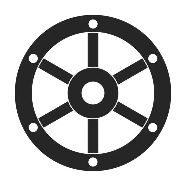Rueda de madera negro vector icon.Black vector ilustración carro. Ilustración aislada de la rueda de madera del icono del carro sobre fondo blanco. — Vector de stock