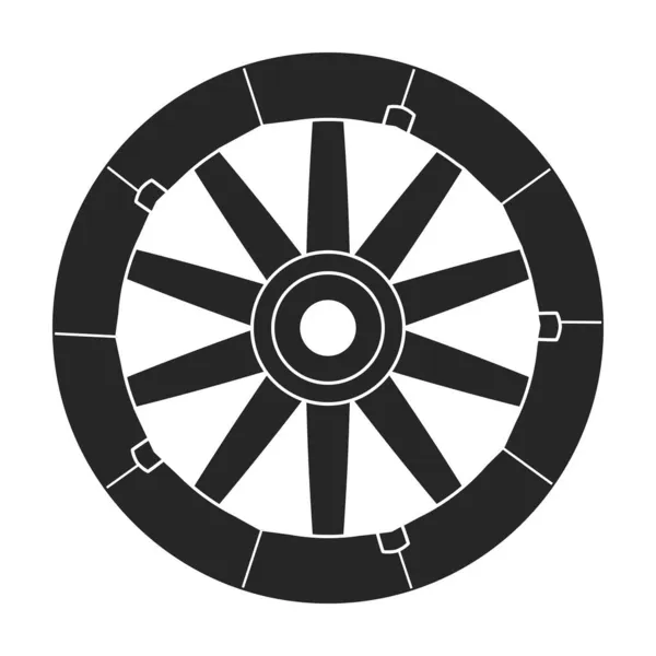 Деревянное колесо черного вектора икона. Черный вектор иллюстрации универсал. Изолированная иллюстрация деревянного колеса иконки вагона на белом фоне. — стоковый вектор
