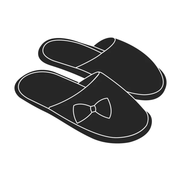 Slippers vector icon.Black vector pictogram geïsoleerd op witte achtergrond slippers. — Stockvector