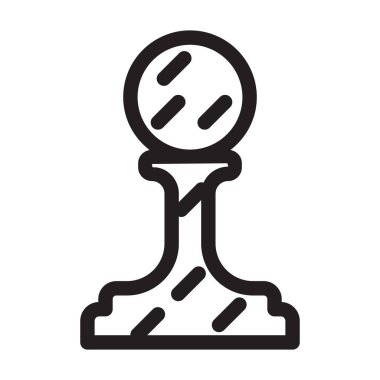 Satranç oyunu ana hatları vektör simgesi. Piyonun ana taslak çizimi. Beyaz arkaplanda satranç oyun simgesinin izole bir illüstrasyonu.