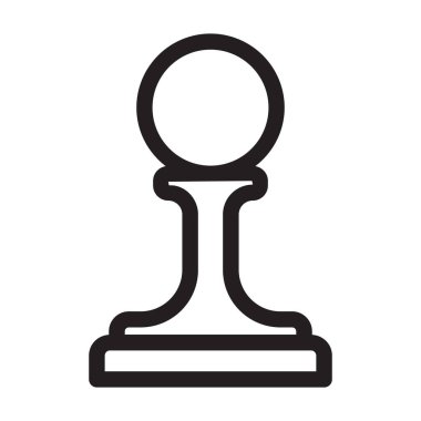 Satranç oyunu ana hatları vektör simgesi. Piyonun ana taslak çizimi. Beyaz arkaplanda satranç oyun simgesinin izole bir illüstrasyonu.