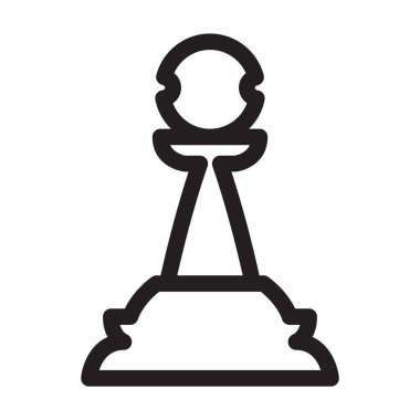 Satranç oyunu ana hatları vektör simgesi. Piyonun ana taslak çizimi. Beyaz arkaplanda satranç oyun simgesinin izole bir illüstrasyonu.