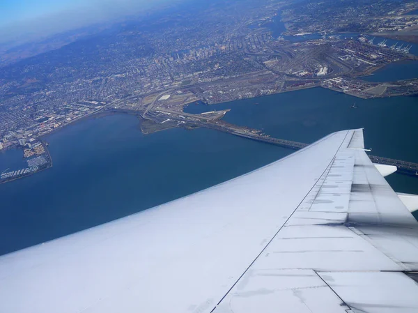 Ciudad Costera Vista Desde Avión — Foto de Stock