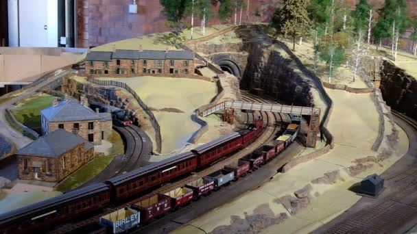 Escala Modelo Ferroviário Layout Diorama — Vídeo de Stock