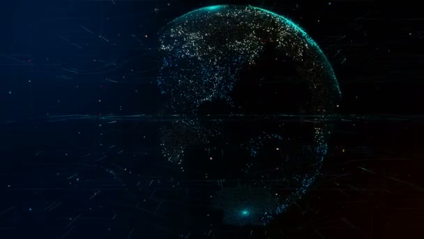 Terra che ruota in rete futuristica globale con criptovaluta in tutto il mondo — Video Stock