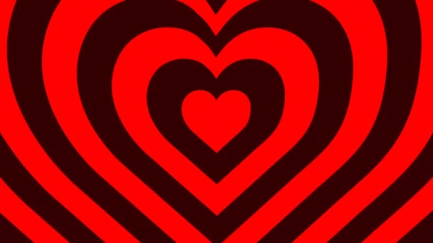Безшовна чорна анімація червоних і темно-червоних сердець росте — стокове відео