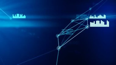 Gelecekçi soyut mavi ağ ve veri bağlantısı kusursuz canlandırma