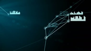 Fütürist soyut Cyan ağı ve veri bağlantısı kusursuz canlandırma