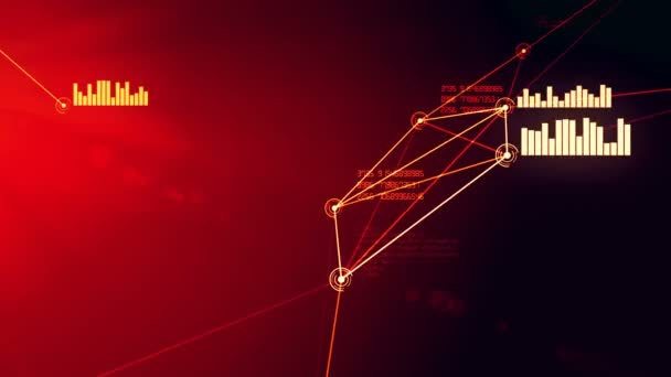 미래의 추상적 인 붉은 네트워크와 데이터 연결 바다없는 애니메이션 — 비디오