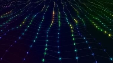 Fütürist soyut dijital para birimi parlak yüzey dalgası. Alfa mat ile DOF