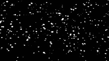 Yoğun düşen kış karsız döngüsü. Büyük ve küçük izole kar taneleri rüzgarda ve tipide yavaşça düşüyor. Noel, tatil ve şenlikli arka plan ya da örtüşme. 4k 3B döngü canlandırması