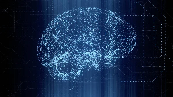 Digital Artificial Intelligence Bright Blue Brain Appears Particle Binary Data Φωτογραφία Αρχείου