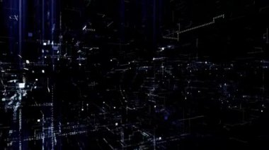 Programlama kodu tarafından oluşturulan Blockchain metninin gelecekteki 3B animasyonu