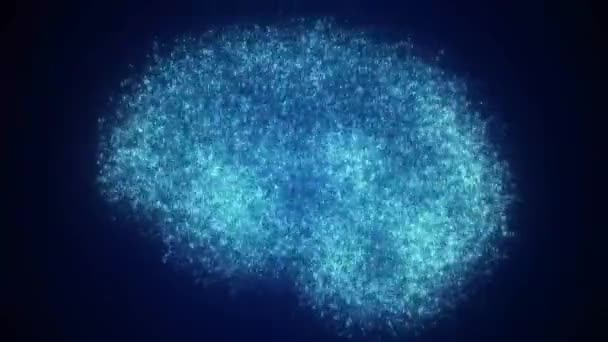 Digitale künstliche Intelligenz Gehirn bildet und wächst in Wolke binärer Daten — Stockvideo