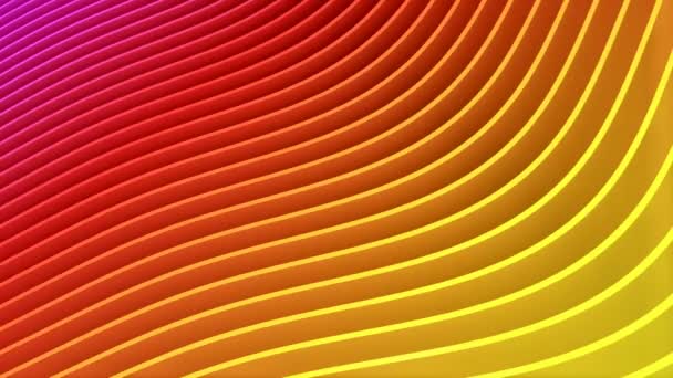 Rows of colorful red and yellow stripes waving and swaying seamless loop — Vídeo de Stock