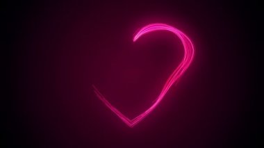 Valentines day festive and luxury neon heart 3D animation wtih bright streams