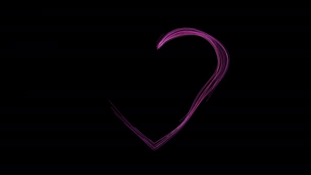 День Святого Валентина святковий і розкішне неонове серце 3D анімація яскраві потоки — стокове відео