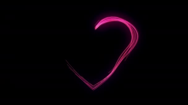 Valentines day festive and luxury neon heart 3D animation wtih bright streams — Stok video