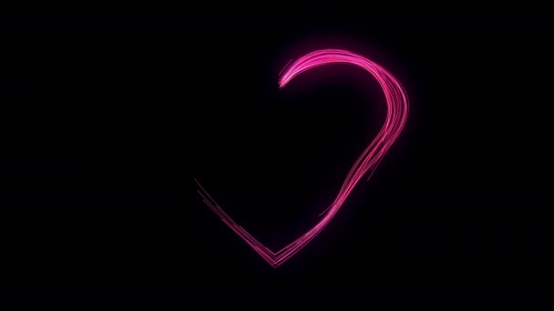 Valentines day festive and luxury neon heart 3D animation wtih bright streams — Stock video