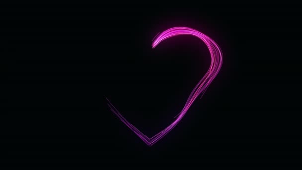 Valentines day festive and luxury neon heart 3D animation wtih bright streams — Vídeo de Stock