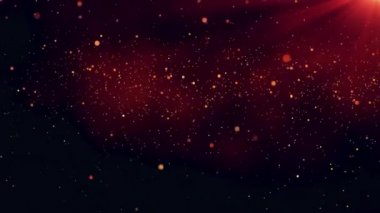 Abstract festive golden particles seamless loop. Dust floating with flare