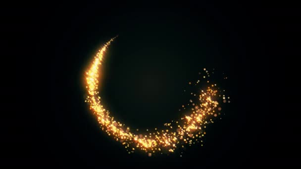 Golden glitter circle with sparkling light. Christmas gold particles ring — Wideo stockowe