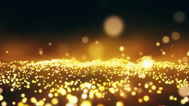 Fondo de movimiento festivo abstracto con partículas de oro brillante lazo sin costura — Vídeos de Stock