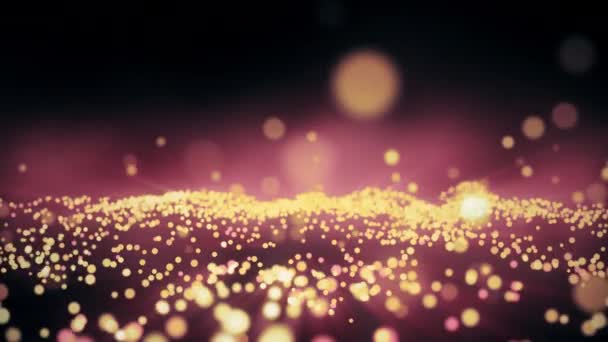 Абстрактное праздничное движение фона с блестящими частицами золота бесшовной петлей — стоковое видео