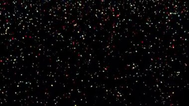 Renkli konfeti kusursuz bir döngüye giriyor. Siyah üzerine parlak bir parıltı.