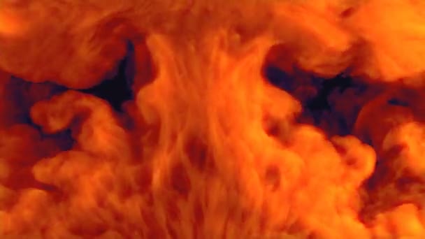 Realistiska rökpuffar fyller skärmen i slow motion. Röd isolerad explosion — Stockvideo