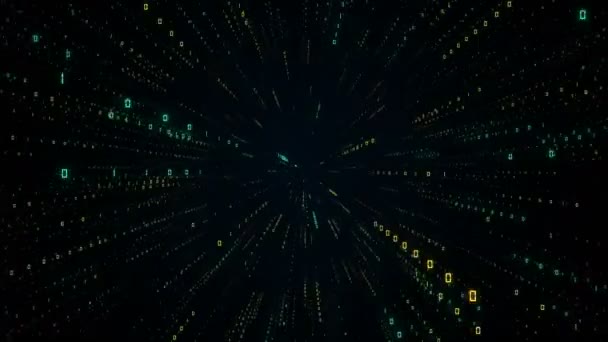 Boucle transparente de tunnel de données futuriste numérique. Numéros binaires dans le cyberespace — Video