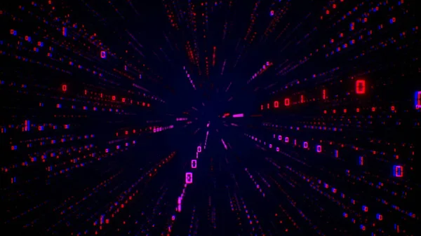 Digital Futuristic Data Tunnel Binary Numbers Cyberspace Lightspeed Computer Network — Zdjęcie stockowe