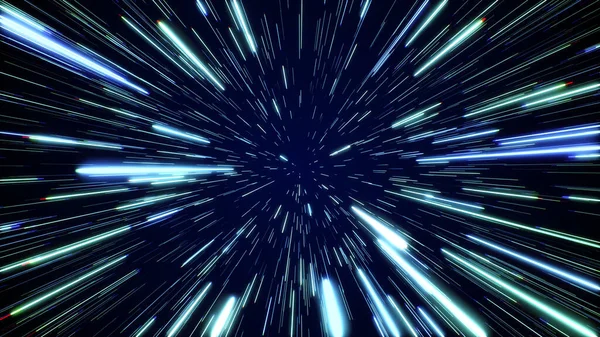 Hyperspace Jump Stars Distant Space Speed Light Neon Glowing Rays Royalty Free Εικόνες Αρχείου
