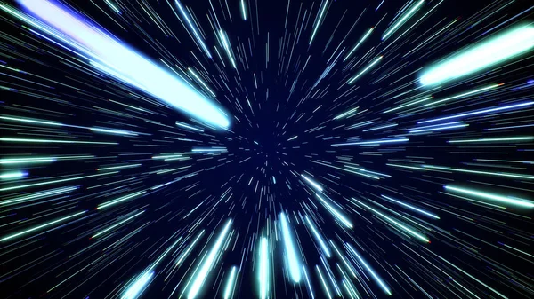 Hyperspace Jump Stars Distant Space Speed Light Neon Glowing Rays Royalty Free Φωτογραφίες Αρχείου