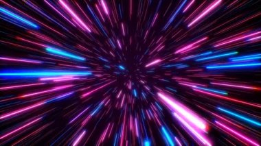 Hiper uzay, yıldızların arasından uzayın dikişsiz döngüsüne atlıyor. Neon ışınları