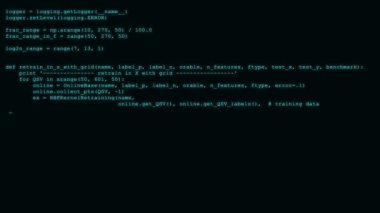 3D hack kodu veri akışı siyah. Yazma kodlama simgeleriyle ekran