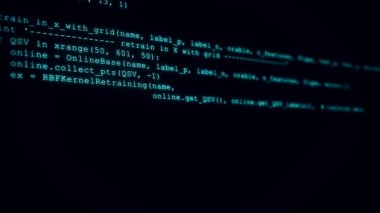 3D hack kodu veri akışı siyah. Yazma kodlama simgeleriyle ekran