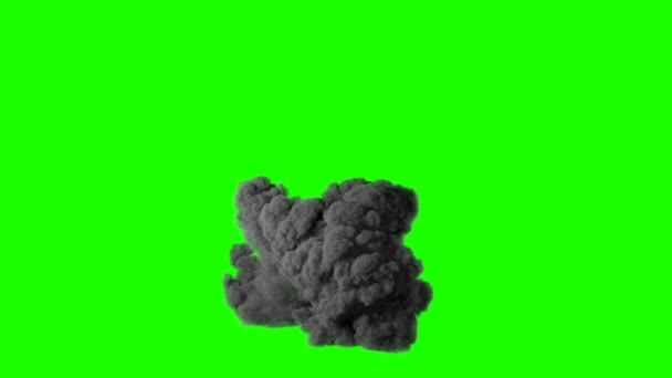 Realistische Feuerball-Explosion mit enormer Rauchentwicklung isoliert auf grünem Bildschirm — Stockvideo
