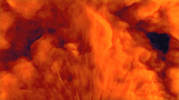 Realistic Smoke Puff Red Orange Hell Smoke Explosion Isolated Black — Stock Photo, Image